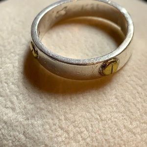 Sterling silver and brass ring
